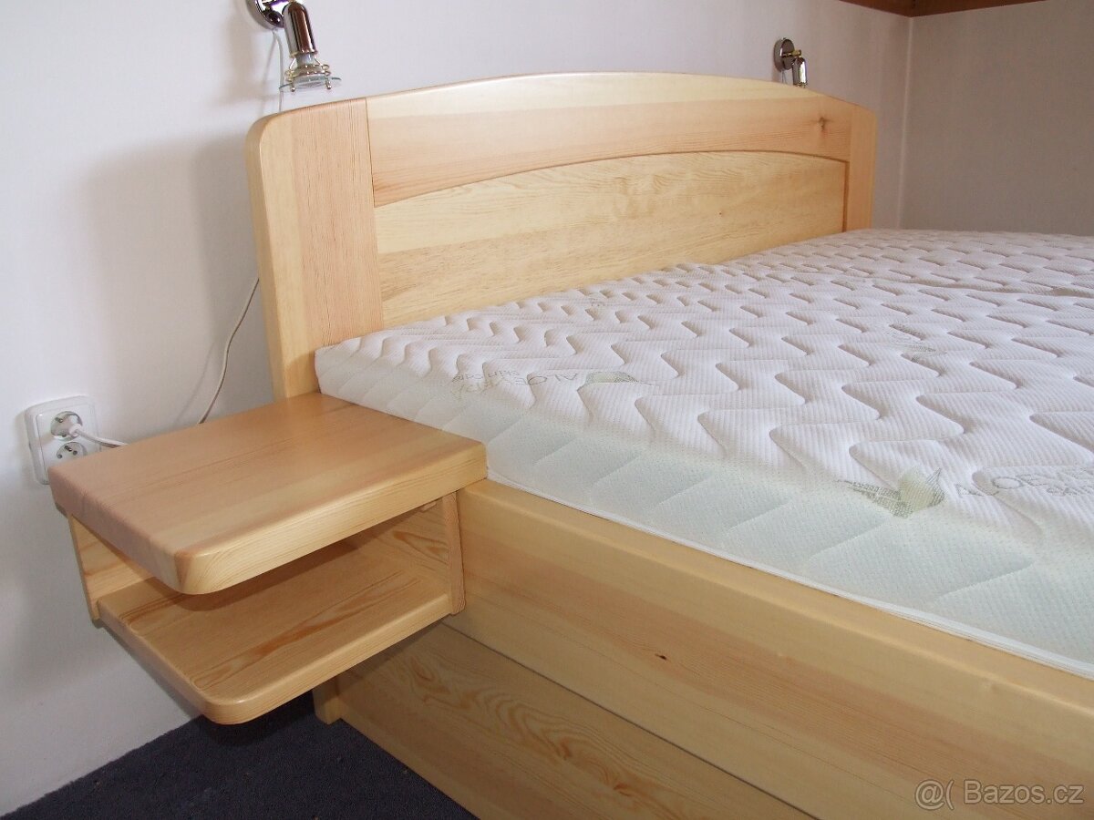 Nová dřevěná masivní postel, borovice,nosnost 700 kg, Odvezu - 4