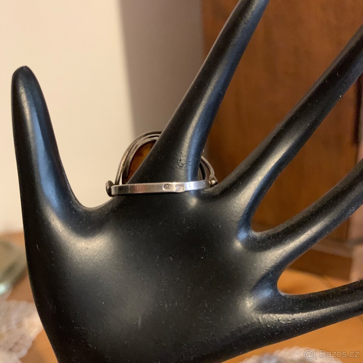 Prsten stříbrný s jantarem - 4