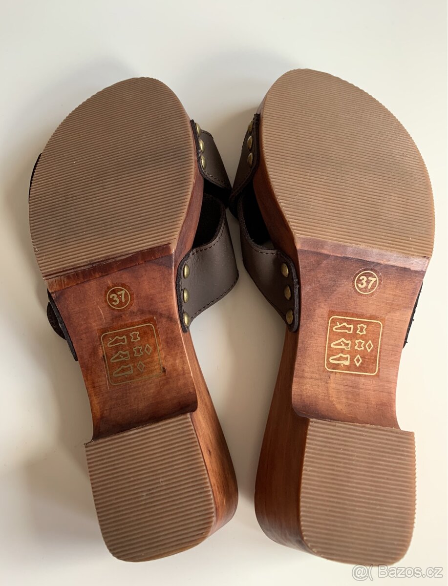 Dámské dřeváky kožené 37 - 4
