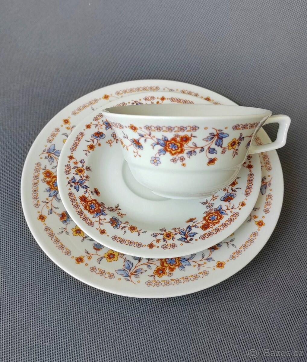 Nádherná porcelánová čajová sada/trio od manufaktury JLMENAU - 4