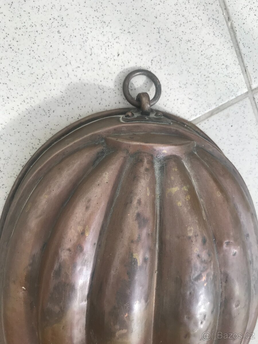 starožitná měděná cínovaná forma 19.století 27cm x 20cm - 4