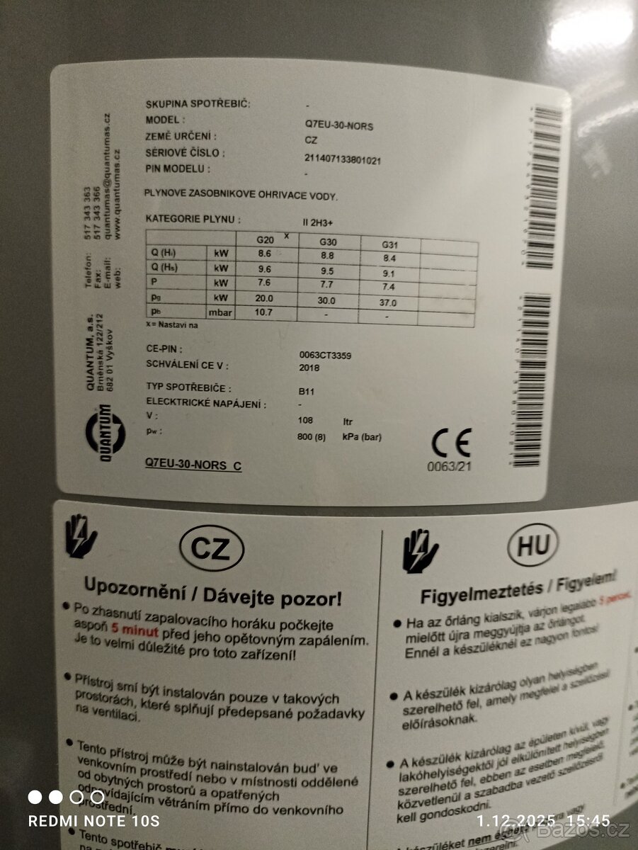 Plynový bojler Quantum - 4