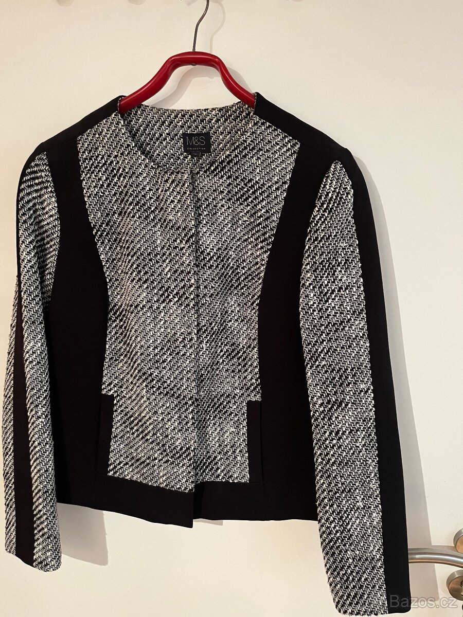 Černobílé efektní šaty s páskem vel. L - 4