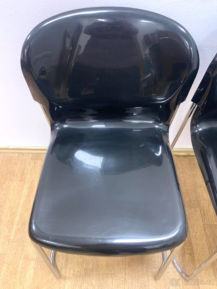 Retro židle Gerd Lange 80. léta chrom plast - 4
