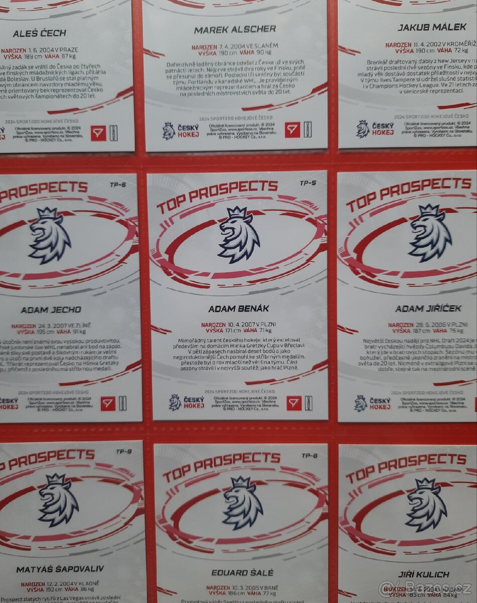kompletní sada TOP PROSPECTS ( 9 kusů ) Hokejové Česko 2024 - 4