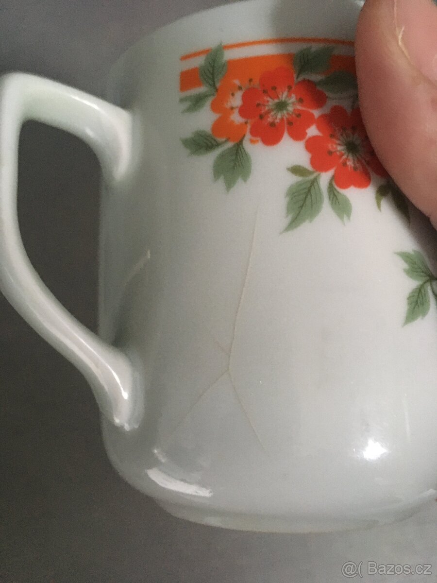 Retro hrnek, hrníček, motiv květin - 4