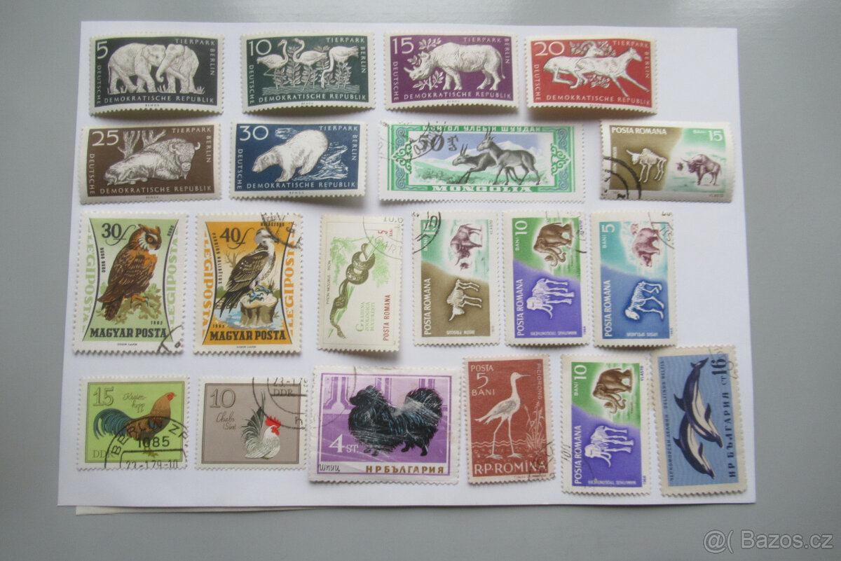 Známky poštovní květiny zvířata a čsr razítka - 4