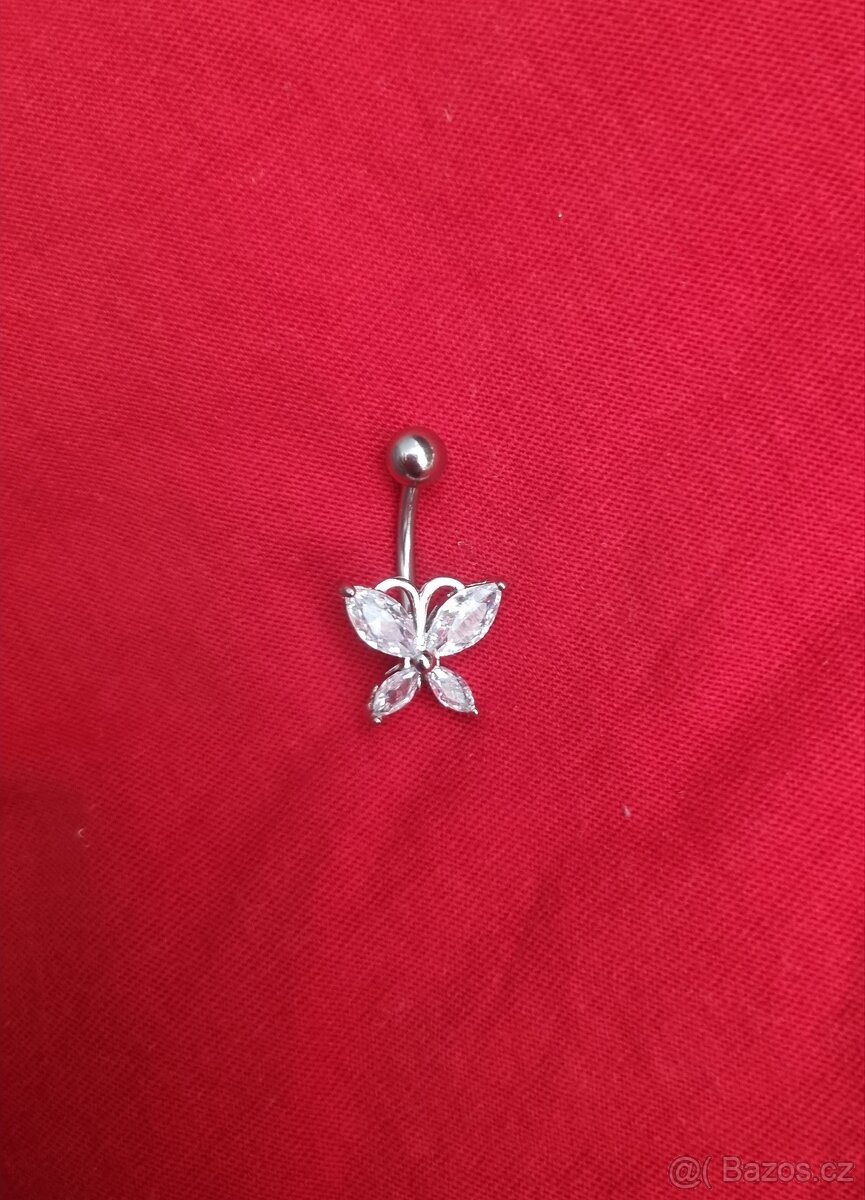 Piercing do břicha pupíku nový chirurgická ocel motýlek - 4