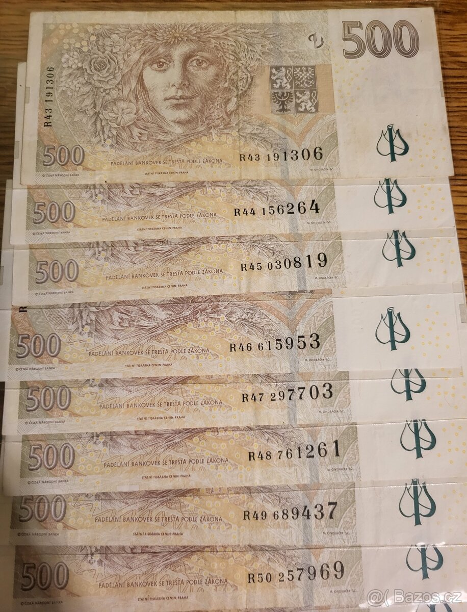 KOMPLETNÍ SADA 500 KČ VZÁCNĚJŠÍ SÉRIE R. R 29 - R 56 - 4