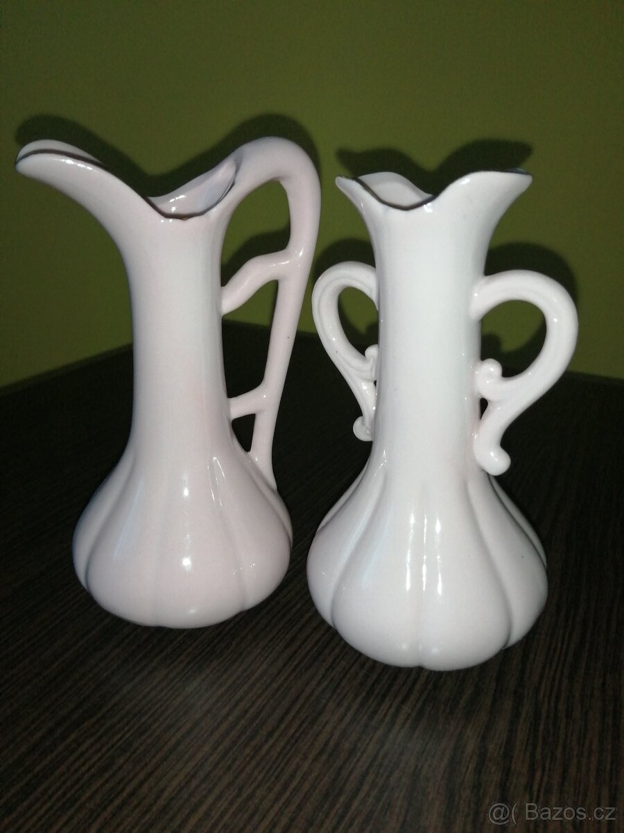 Růžový porcelán džbán a váza - 4