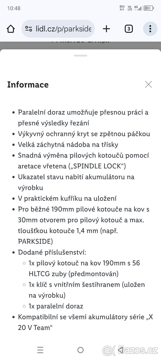 Aku ruční okružní pila na kov PPMSA 20-Li A1 – bez akumuláto - 4