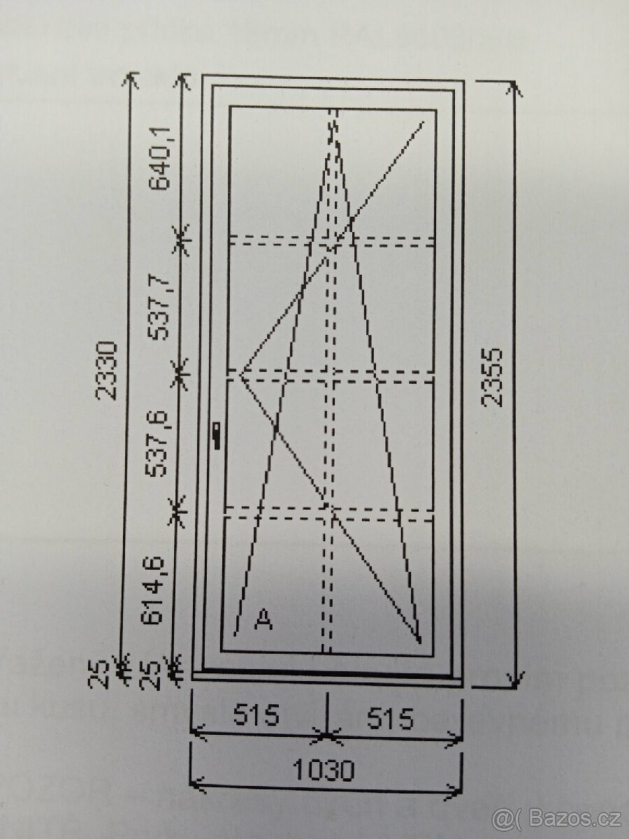 Jednodílné balkonové dveře 1030x2355, pozice 179MŠ - 4