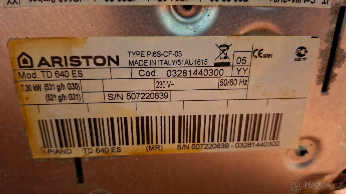 Plynová deska Ariston TD640 - 4