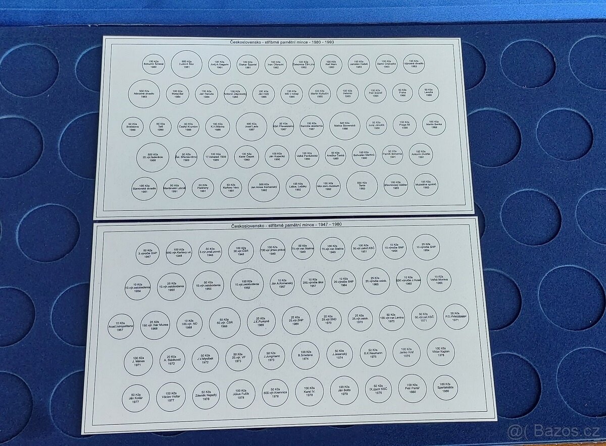 Kazeta na kompletní pamětní mince Československa od roku 19 - 4