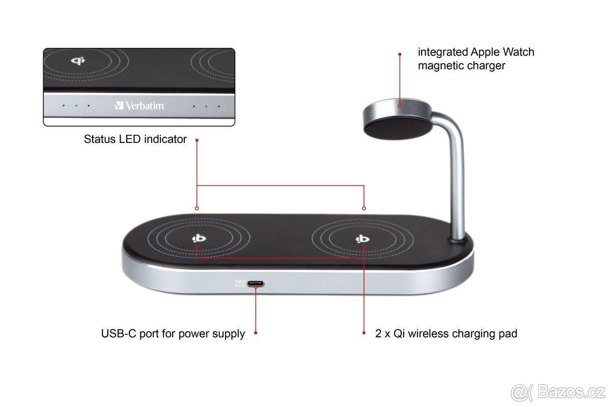 Prodám Duální nabíjecí podložku 3 v 1, bezdrátové nabíjení, - 4