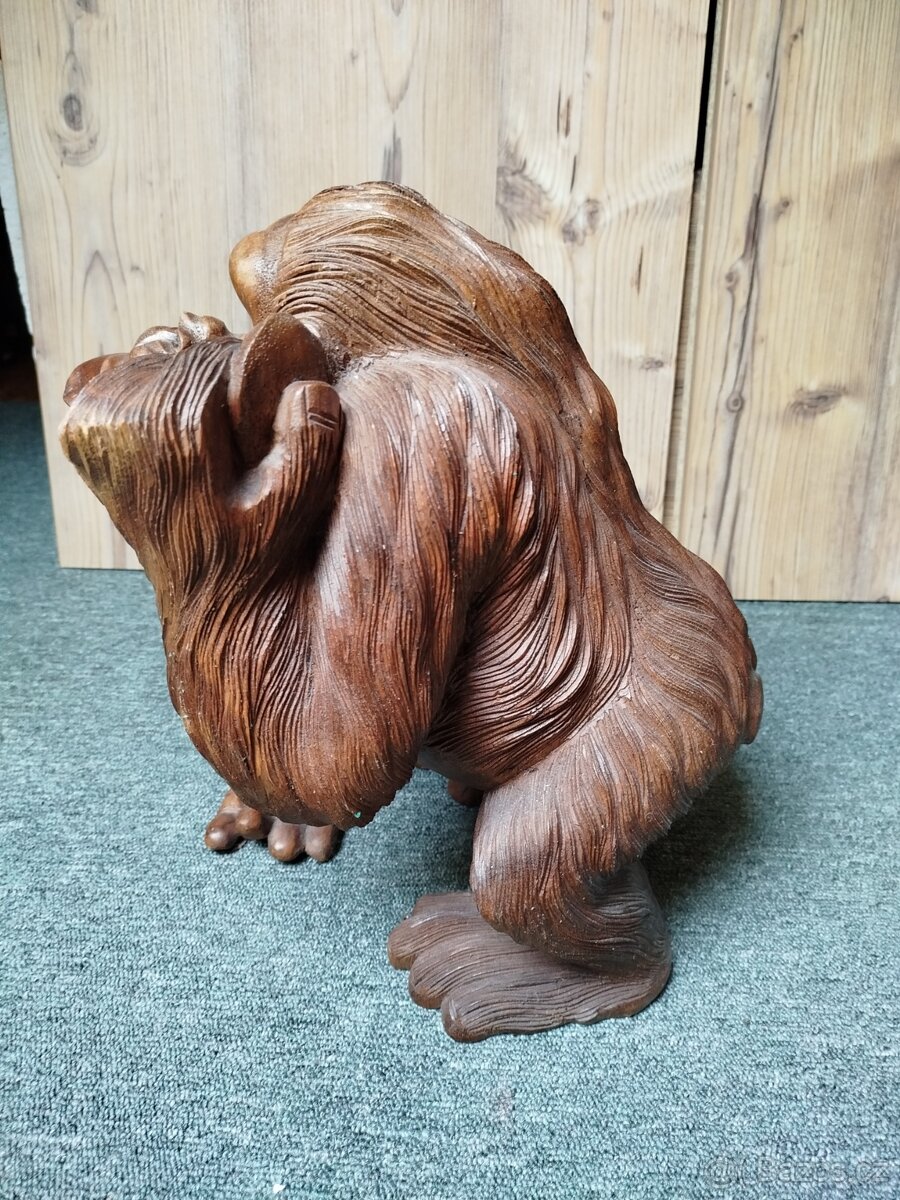 Socha opice z tropického dřeva ruční práce - 4