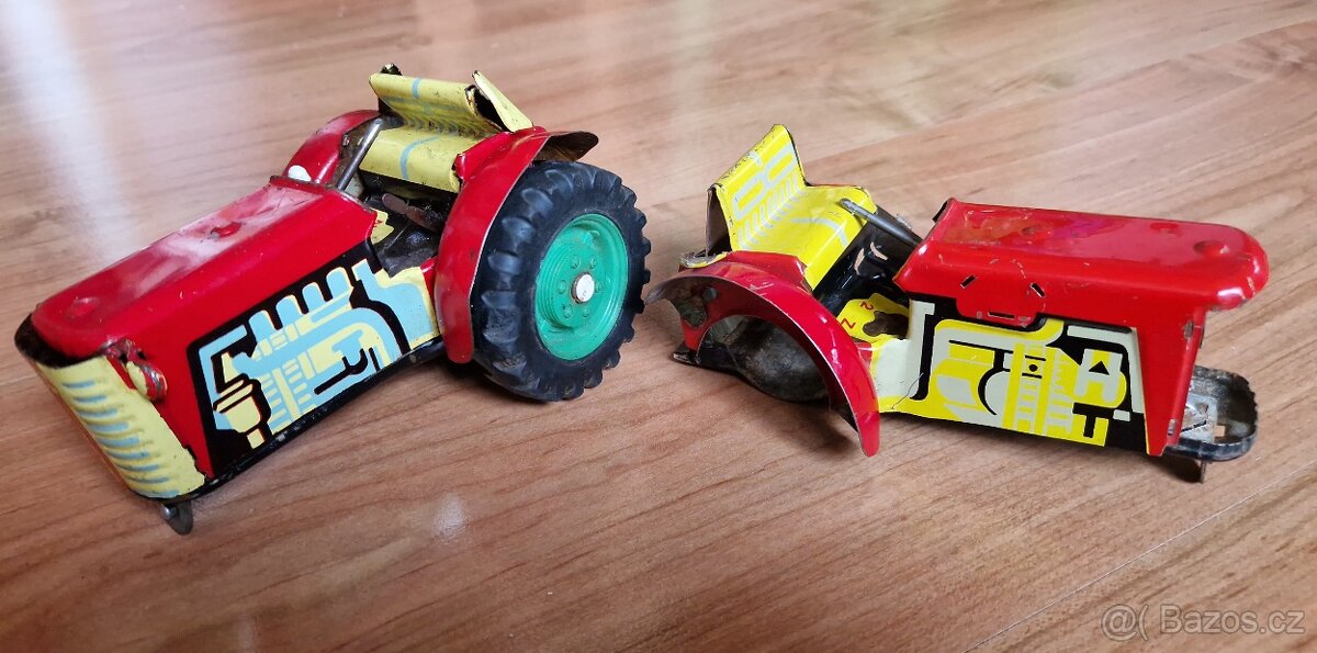 Plechové traktory na klíček KDN s valníky,sanita 1203 KDN - 4