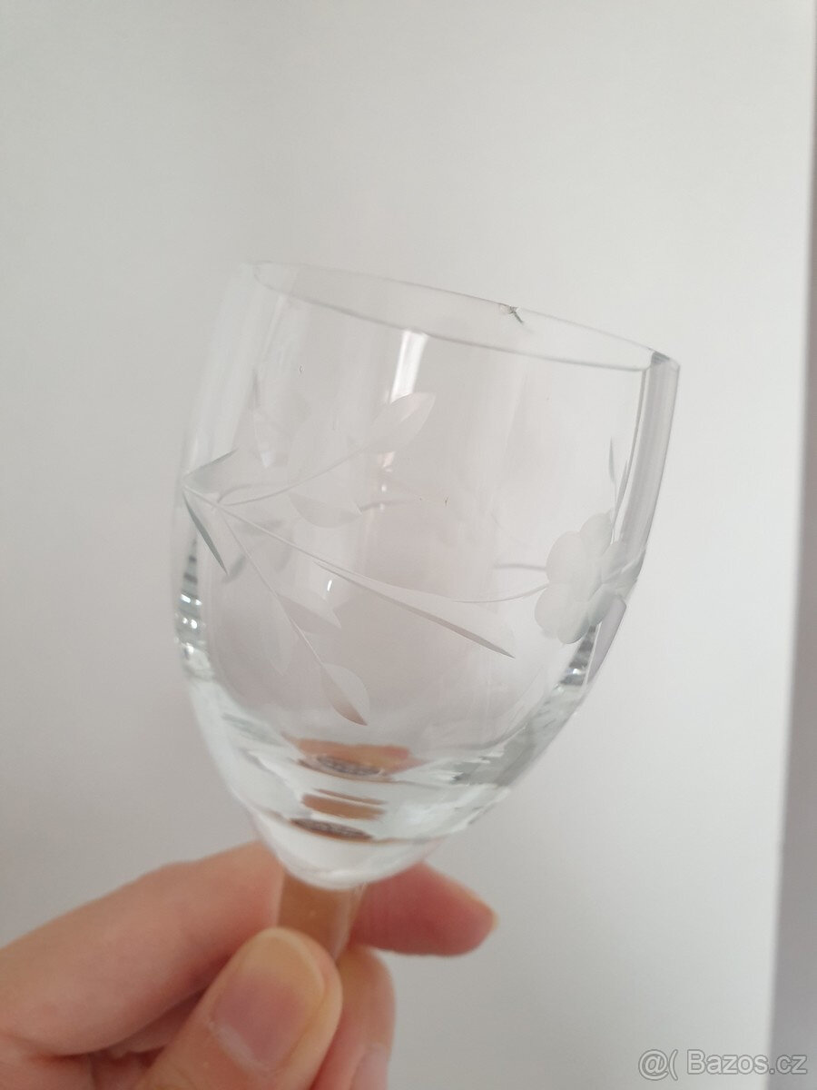Retro skleněná číše broušené sklo 2ks - 4