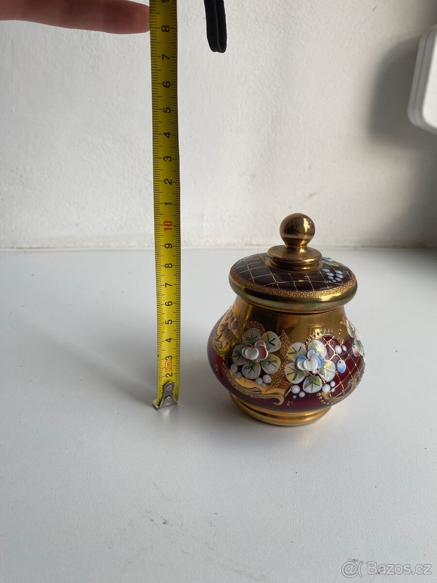 Ručně zdobená skleněná dóza - 4