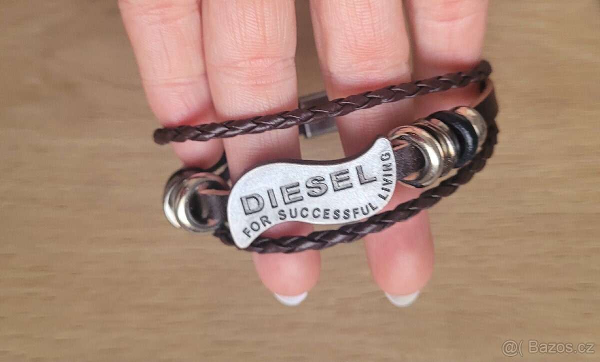 Nový pánský i Unisex kožený náramek značkový diesel hnědý - 4