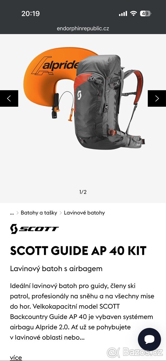 Lavinový batoh Scott guide AP 40 kit - 4