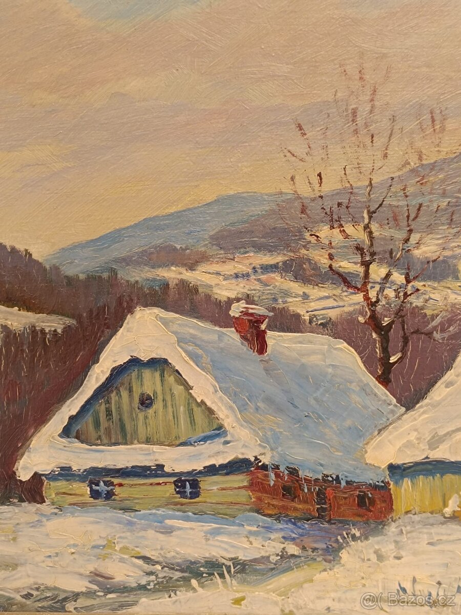 Obraz Zimní Šumava, olejomalba 43x78 - 4