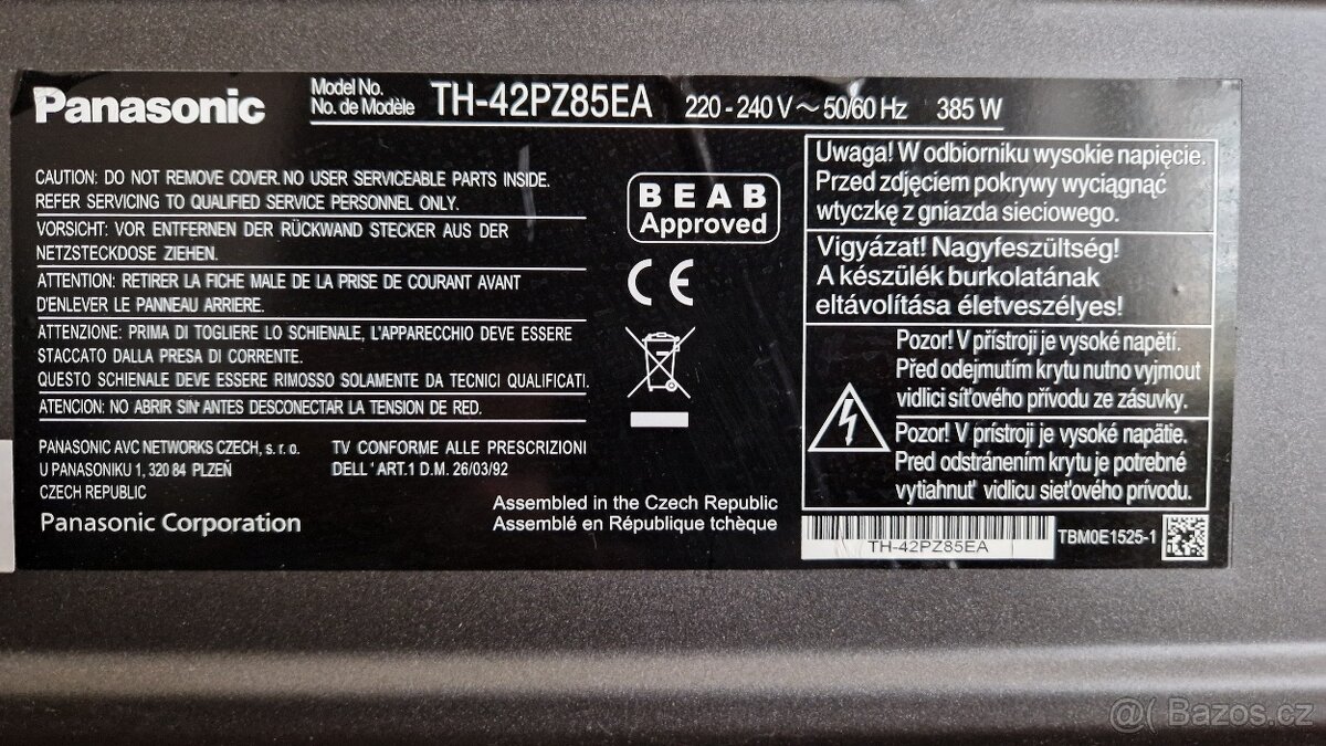 TV PANASONIC plazma TH 42PZ85EA - 4