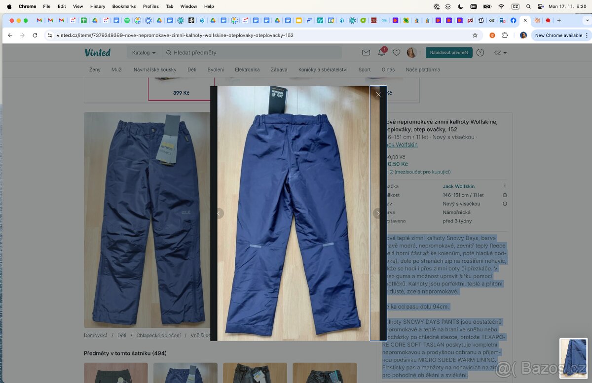 Nové nepromokavé zimní kalhoty Wolfskine, oteplováky, 152 - 4