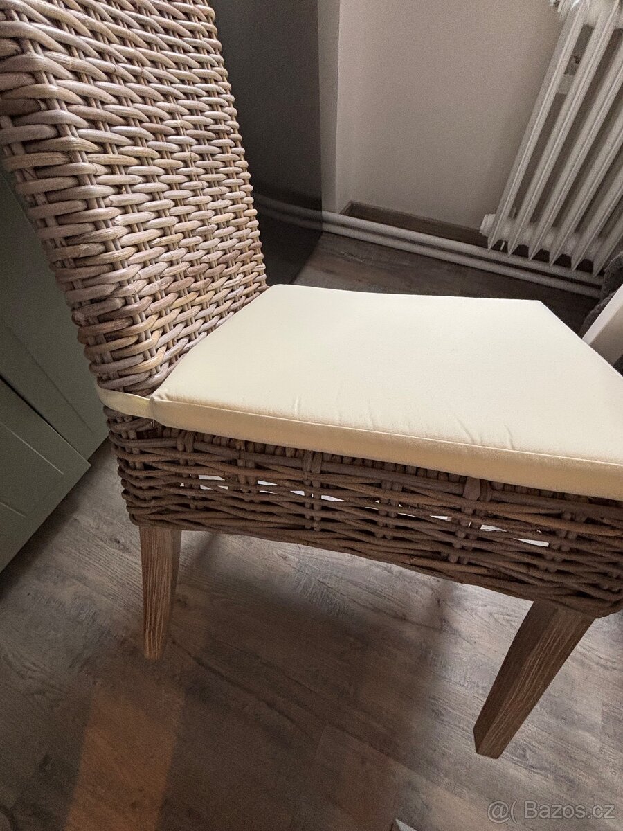Ratanová italská jídelní židle s podsedákem - 4