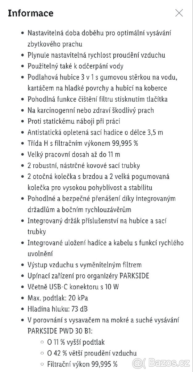 Průmyslový vysavač PARKSIDE Performance s třídou filtrace H - 4