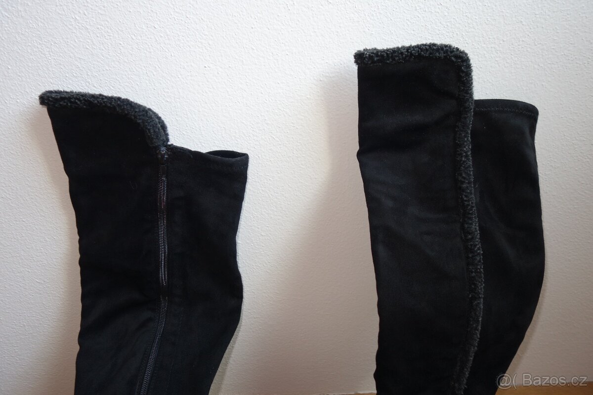 Vysoké dámské zimní semišové kozačky vel.37 - 4