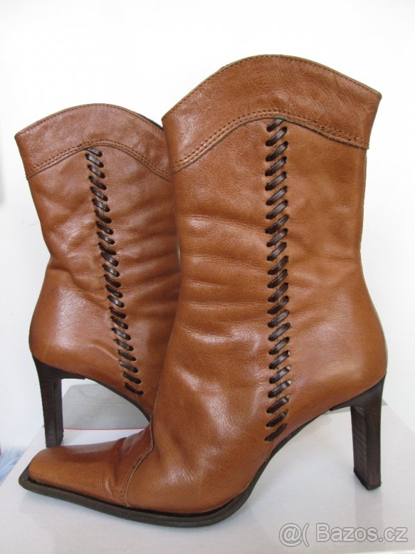 Kozačky VANITY, kůže, hnědé, vel. 37 - 4