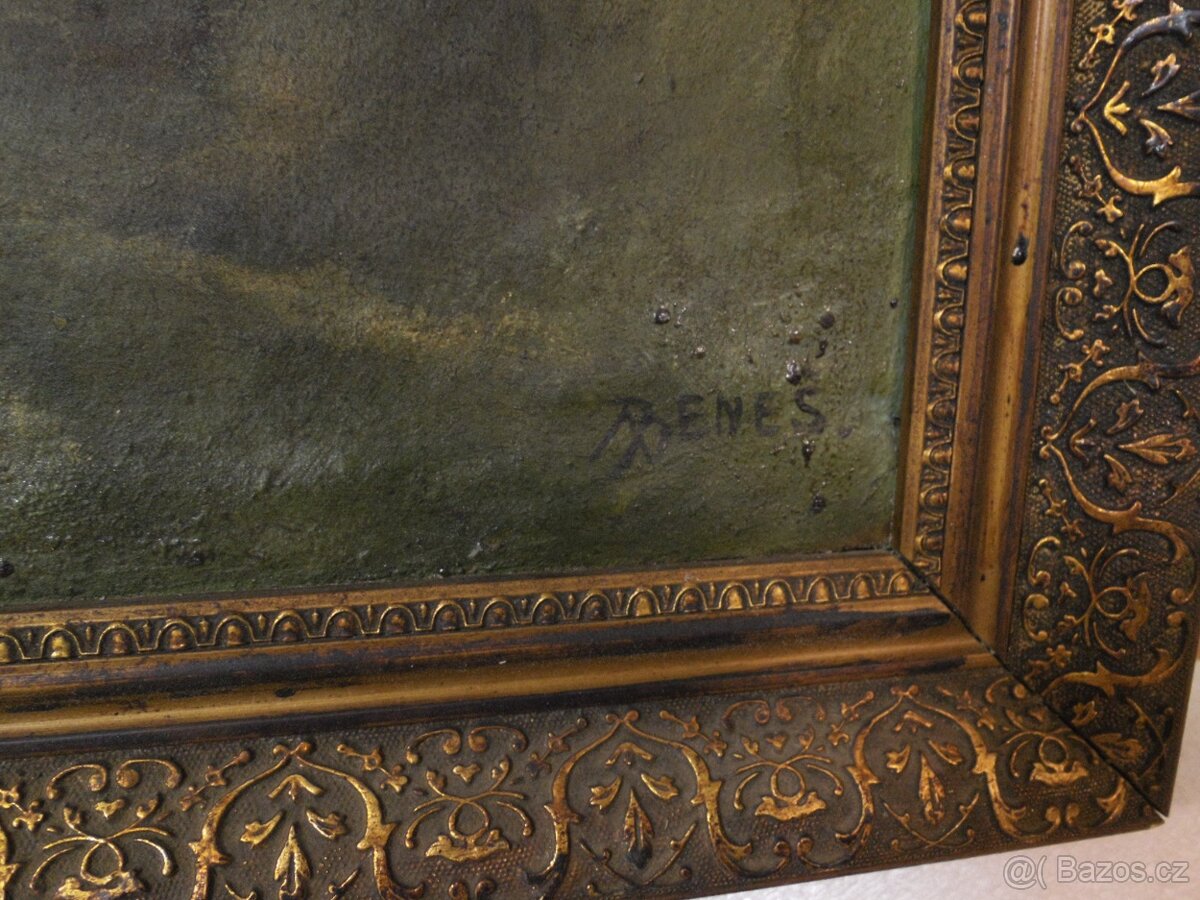 Starý obraz malba Beneš - 4