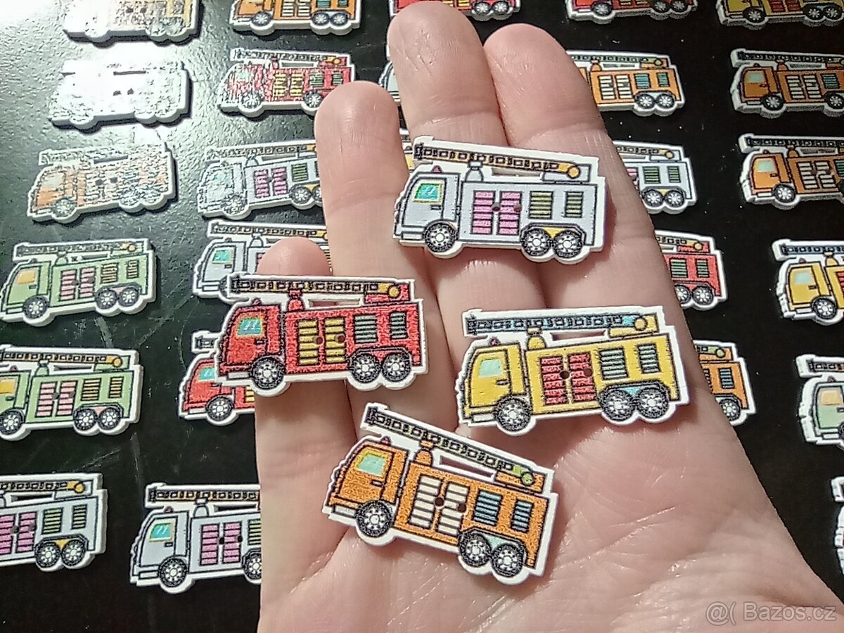 Dřevěné malované knoflíky různé druhy - nové - 4