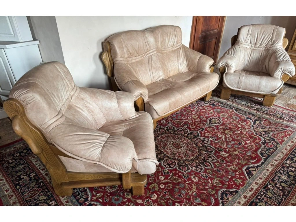 Rustikální dubová sedací souprava 2+1+1,4982 - 4