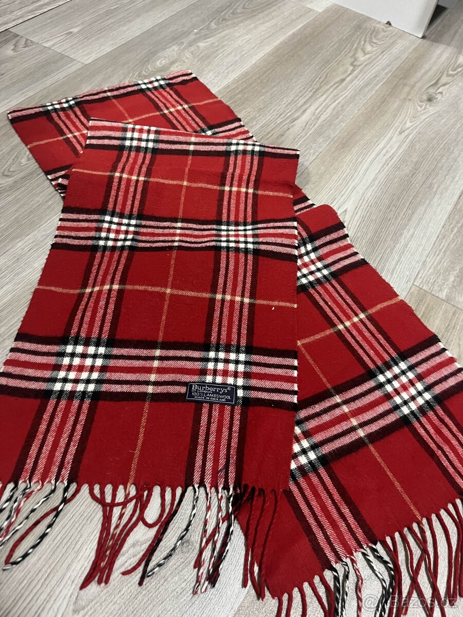 Burberry šála - červená - 4