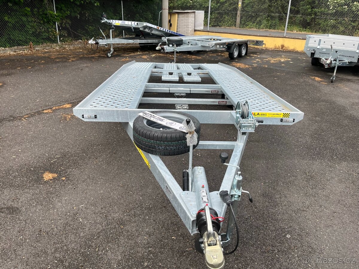 Autopřepravník, přívěs přeprava aut, ložná 455x205cm,130km/h