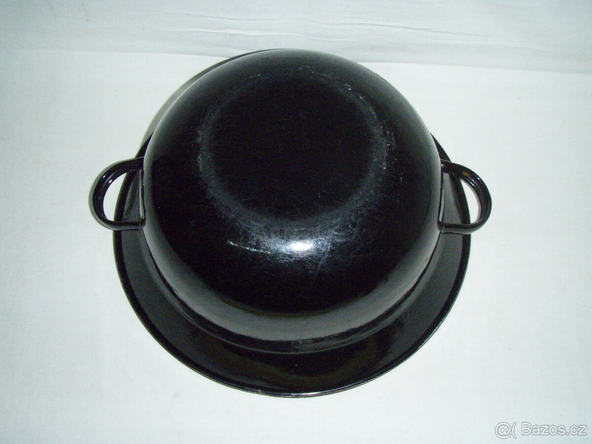 VELKÁ SMALTOVANÁ MÍSA S UCHY - ČERNÁ - 4