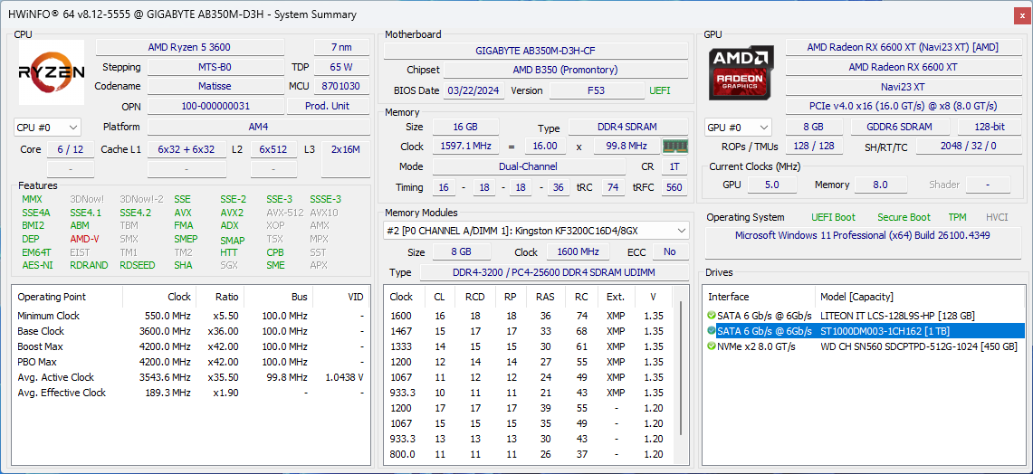 Herní PC s Ryzen 3600, RX 6600 XT a 23" 1080p monitorem - 4