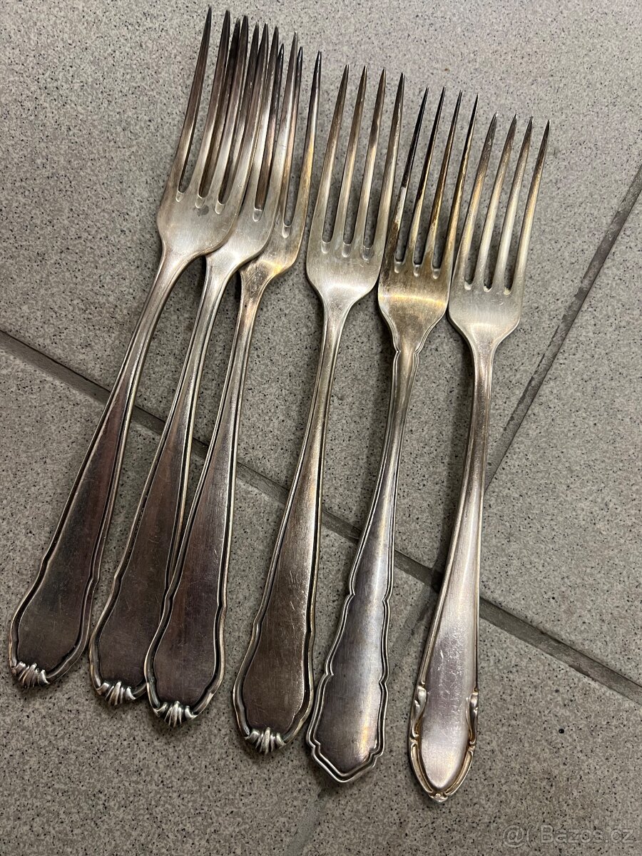 Starožitné stříbrné příbory set pro 6 osob - 4