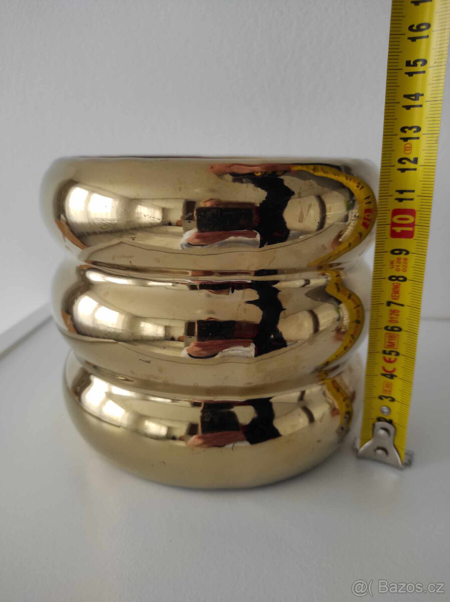 Keramický obal na květináč zlatý - 4