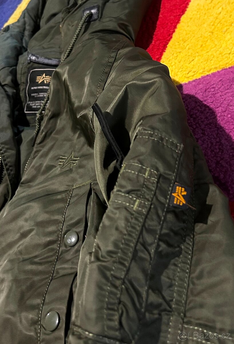 ALPHA-INDUSTRIES ZIMNÍ KHAKI PÁRKA -BUNDA LARGE(L-XL)–💪🏽 - 4