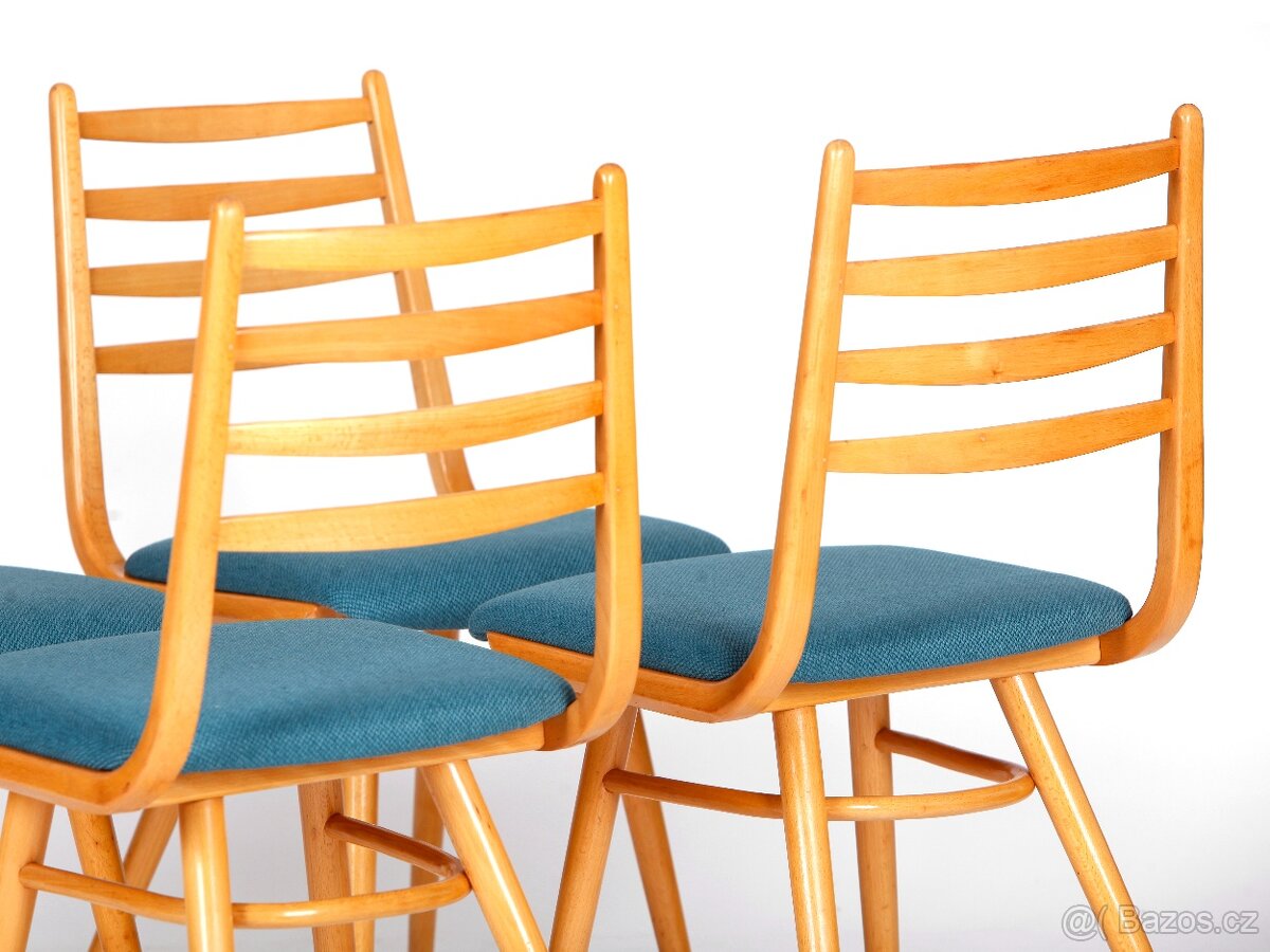 Designové jídelní retro židle TON, 4 kusy. - 4