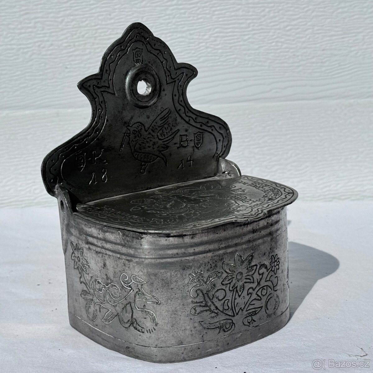 Starožitná cínová slánka s rokem 1814 - 4