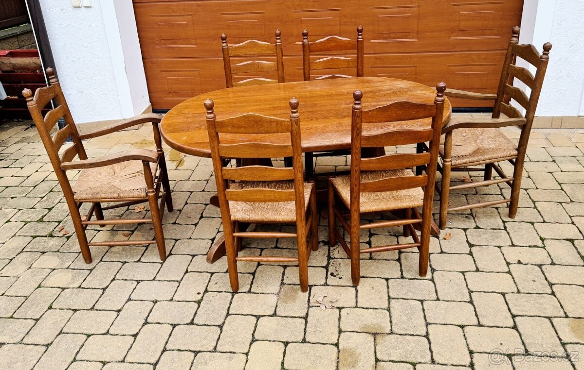 Masivní jídelní set, stůl z masivu - 4