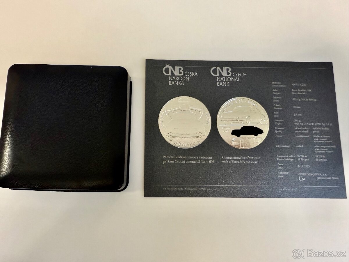 STŘÍBRNÁ MINCE 500 KČ AUTOMOBIL TATRA 603 BĚŽNÁ KVALITA - 4