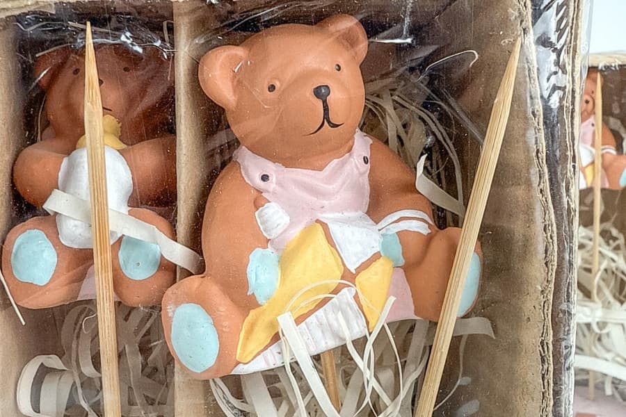 12ks/ medvídek keramika , zápich / 1krabice - 4