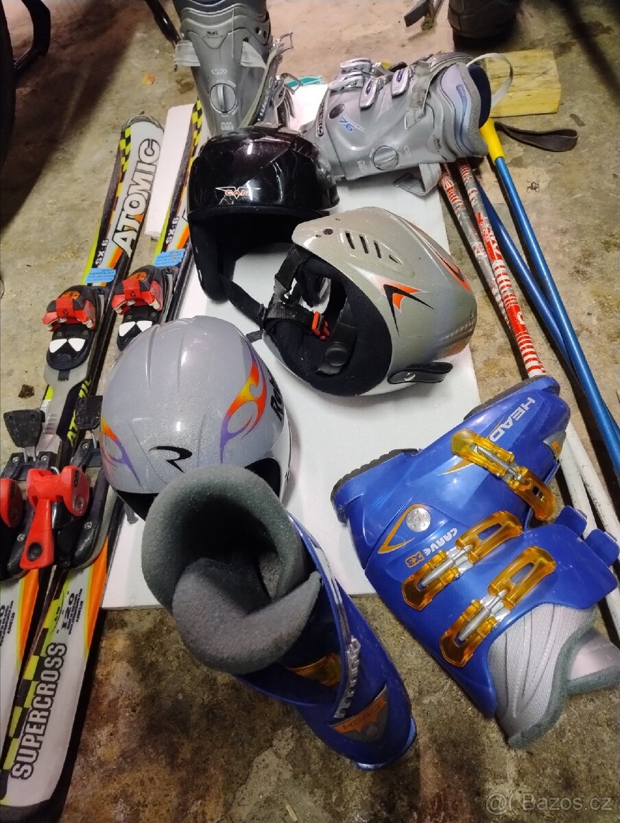 Lyže dětské,hůlky,lyžáky a helmy - 4