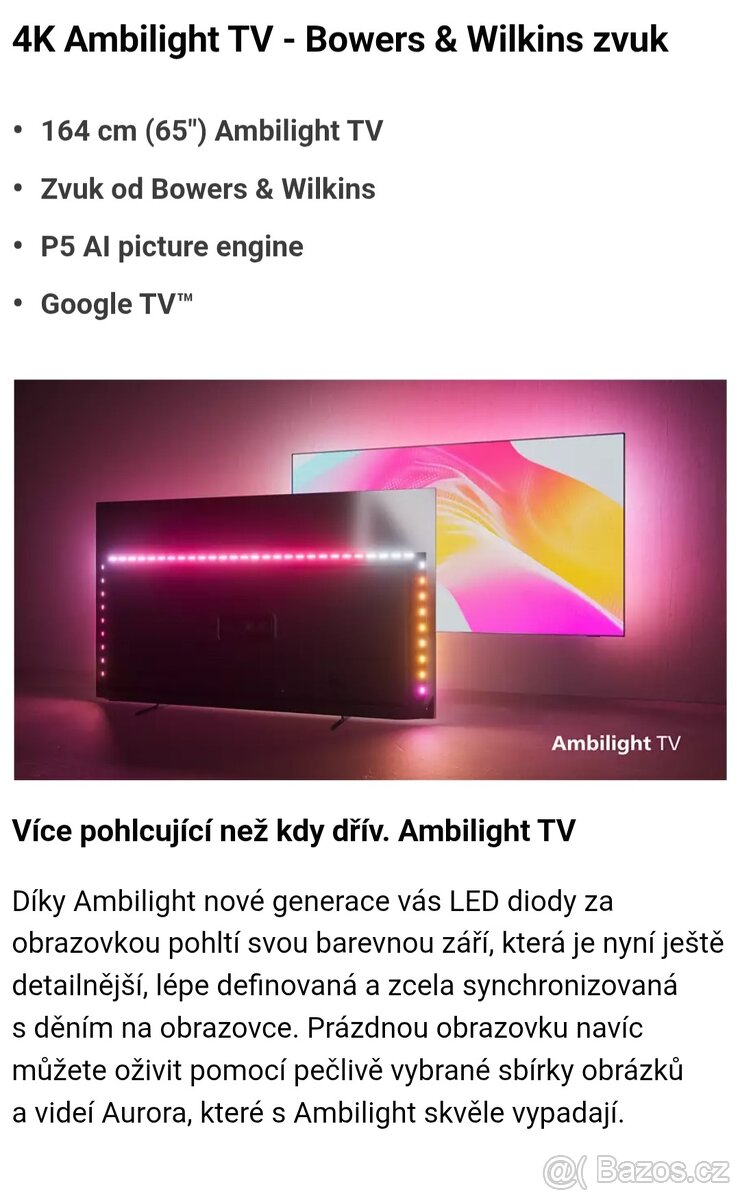 Televize Philips Ambilight 65 Oled 4k - 4