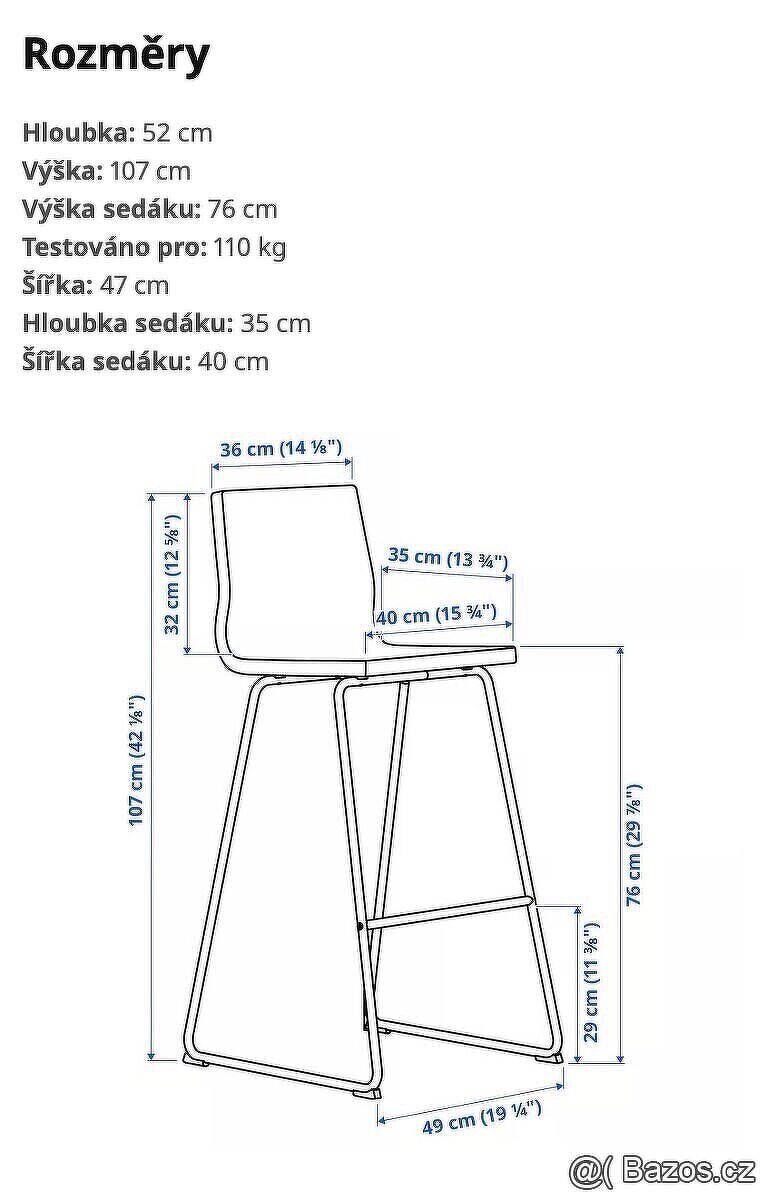 Čalouněné barové stoličky IKEA - 4
